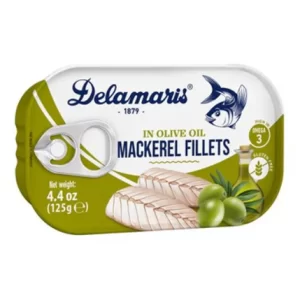 Delamaris Mackerel Fillets in Extra Virgin Olive Oil 125g
